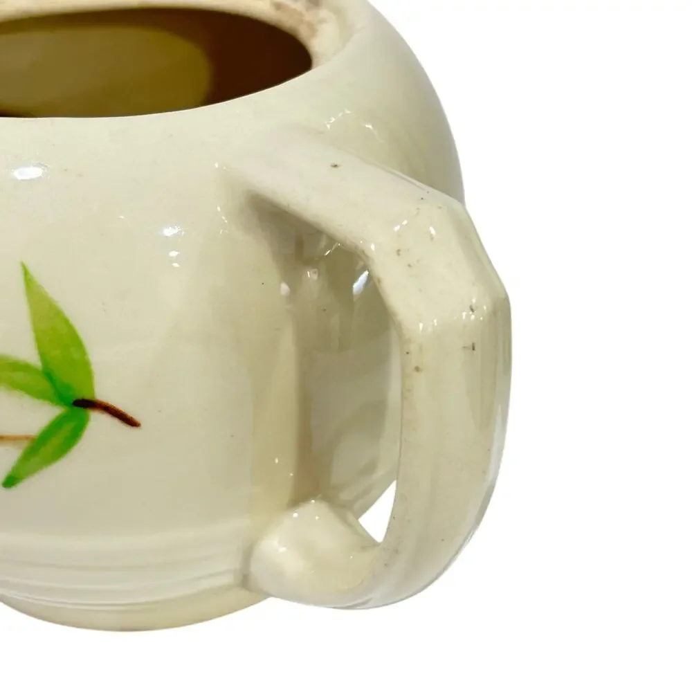Vintage USA Shawnee Teapot creamy white ceramic & hand painted floral design